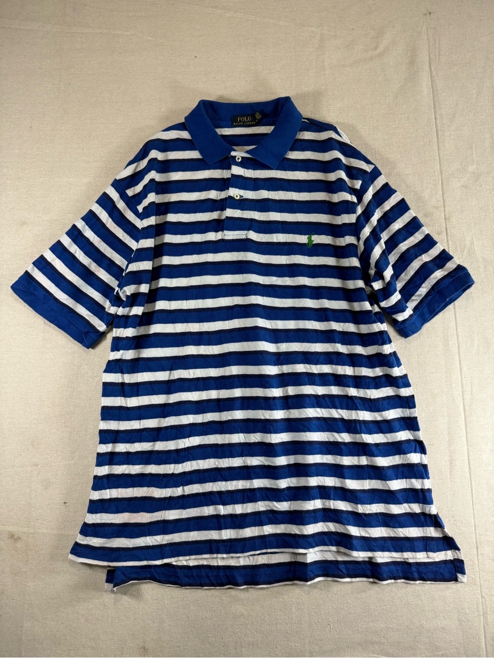 Polo Ralph Lauren Striped White Blue And Black Pony Polo Green Pony Shirt XLT